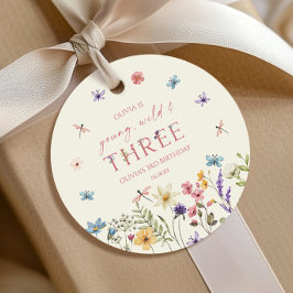 Young Wild & Three Wildflower 3歳の誕生日パーティー フェイバータグ