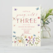 Young Wild & Three Wildflower 3歳の誕生日パーティー 招待状 (スタンド正面)