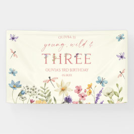 Young Wild & Three Wildflower 3歳の誕生日パーティー 横断幕