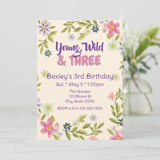 Young, Wild, & Three Wildflower, 3rd birthday  招待状 (スタンド正面)