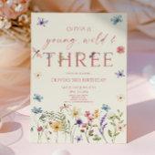 Young Wild & Three Wildflower 3rd Birthday Party 招待状