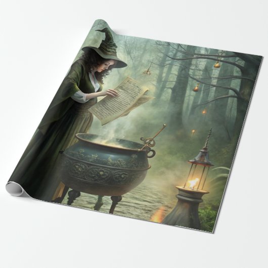 Young Witch in Mystical Forest Ritual ラッピングペーパー (アンロールド)