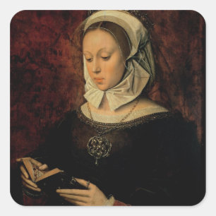 Young Woman'読's a Book of Hours (油on panel) スクエアシール