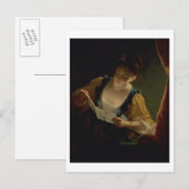 Young Woman 読's a Letter (油のキャンバス) ポストカード (正面/裏面)
