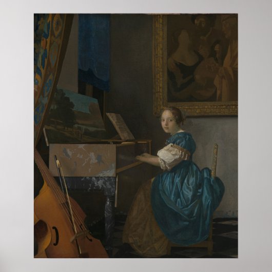 Young Woman at a Virginal — Vermeer ポスター (正面)
