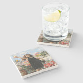 Young Woman Celebrating Victory (Vincenzo Irolli) ストーンコースター (横)