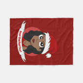 Young woman Christmas cartoon フリースブランケット (正面(横))