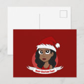 Young woman Christmas cartoon ポストカード (正面/裏面)