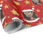 Young woman Christmas cartoon ラッピングペーパー (ロールコーナー)