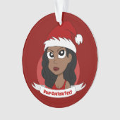 Young woman Christmas cartoon Ornament オーナメント (正面)
