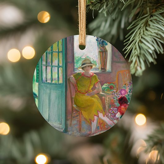 Young Woman in a Flowery Interior | Henri Lebasque セラミックオーナメント