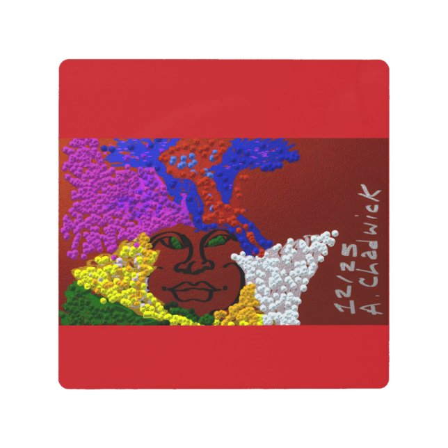 Young Woman in the Flower Mist メタルプリント (正面)