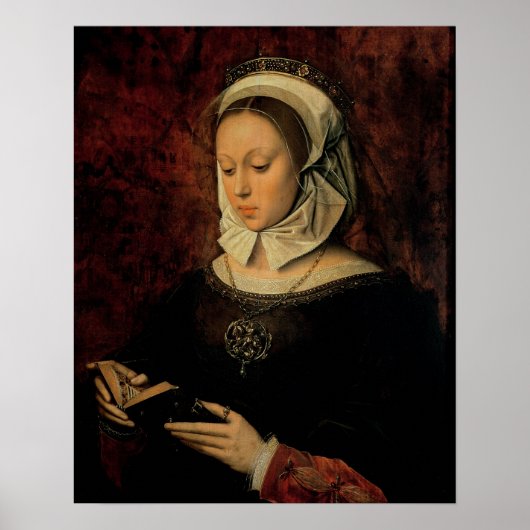 Young Woman Reading a Book of Hours (oil on panel) ポスター (正面)