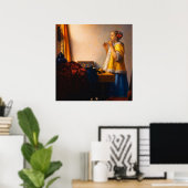 Young Woman with a Pearl Necklace by Vermeer ポスター (ホームオフィス)