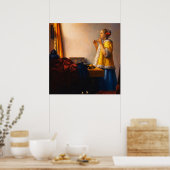 Young Woman with a Pearl Necklace by Vermeer ポスター (キッチン)