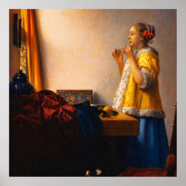 Young Woman with a Pearl Necklace by Vermeer ポスター