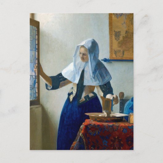 Young Woman with a Water Pitcher by Vermeer シーズンポストカード (正面)