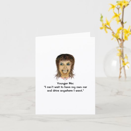 Younger and Older Self as Drivers Greeting Card カード (黄色い花)