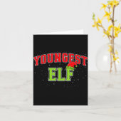 Youngest Elf Christmas Family Matching Group Xmas  カード (黄色い花)