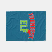 Youngest Elf Christmas Family Matching Group Xmas  フリースブランケット (正面(横))