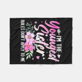 Youngest Sister Tee Rules Don't Apply To Me Funny  フリースブランケット (正面(横))