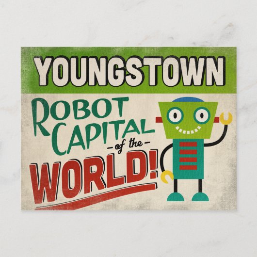 Youngstown Ohioロボット – おもしろいヴィンテージ ポストカード (正面)