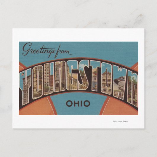 Youngstown, Ohio – 大きな文字のシーン ポストカード (正面)