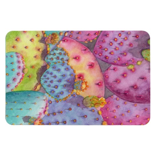 YOUR写真テンプレートまたはカラフルデザートサボテン マグネット (横)