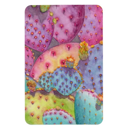 YOUR写真テンプレートまたはカラフルデザートサボテン マグネット (縦)