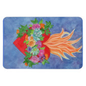 YOUR写真テンプレートまたはバーニングハート&花 マグネット (横)