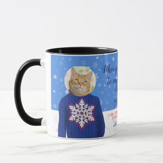Your おもしろい Cat In Uggy Christmas Sweater写真 マグカップ (左)