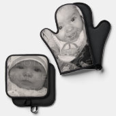 Your カスタマイズ Black and White photosと一緒に 鍋つかみ&鍋敷きセット (正面/裏面)