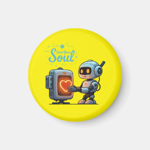 Your 救 Soul Cute Robot Holdingハート – 未来派 マグネット