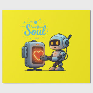 Your 救 Soul Cute Robot Holdingハート – 未来派 ラッピングペーパー