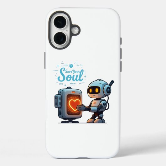 Your 救 Soul Cute Robot Holdingハート – 未来派 Case-Mate iPhoneケース (裏面)