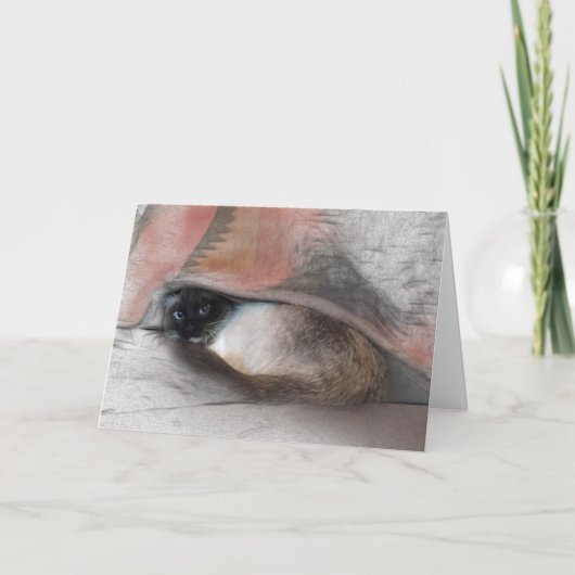 Your 考える Cute Siameseと毛布のスケッチ カード (正面)