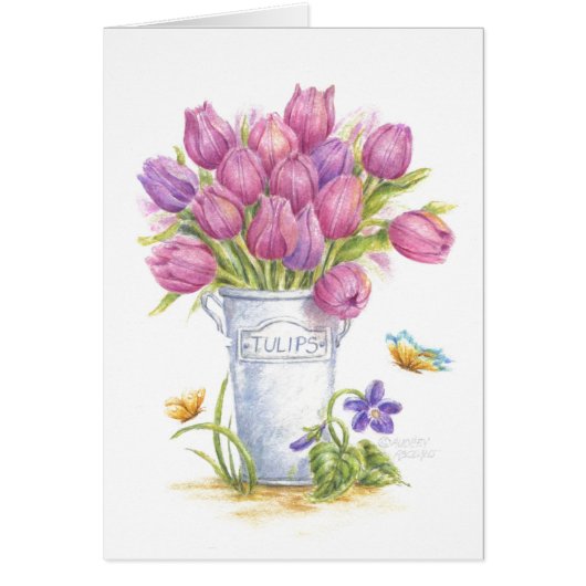Your 考え Card Tulip in Pail Greeting Card (正面)