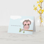 Your 考え Little Hello Pink Owlカード カード (黄色い花)