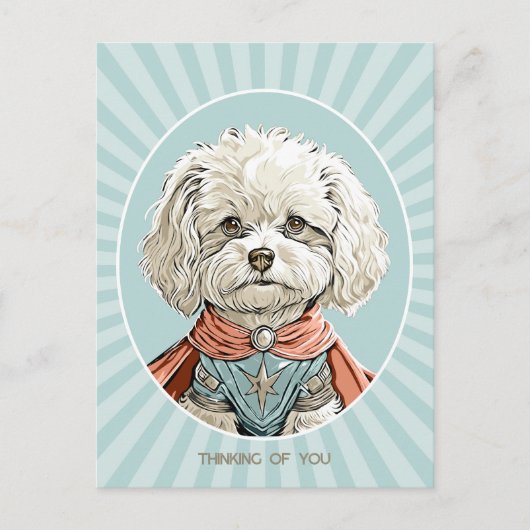 Your 考え White Superhero Dogはがき ポストカード (正面)