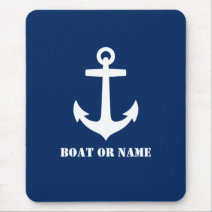 Your 航海の クラシック BoatまたはName Blue マウスパッド
