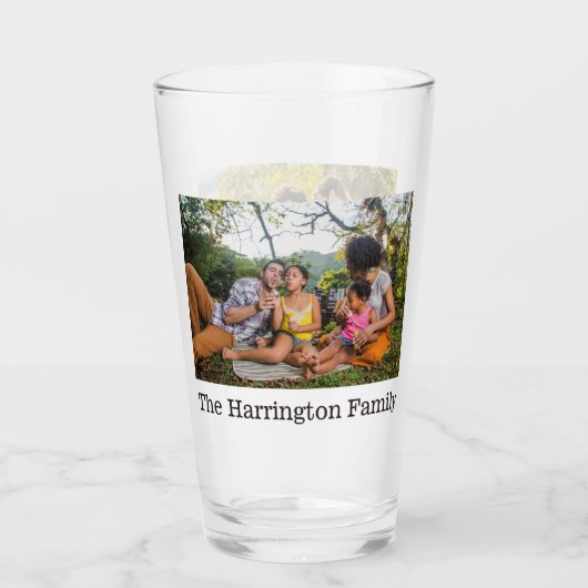 YOUR 2枚の写真と名前カスタム付け印刷ガラス タンブラーグラス (裏面)