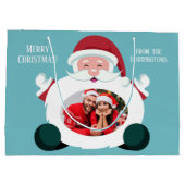 YOUR 2枚の写真と文字カスタムサンタ抱き枕 ラージペーパーバッグ (裏面)