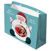 YOUR 2枚の写真と文字カスタムサンタ抱き枕 ラージペーパーバッグ (裏面アングル)