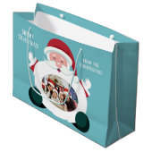 YOUR 2枚の写真と文字カスタムサンタ抱き枕 ラージペーパーバッグ (正面アングル)