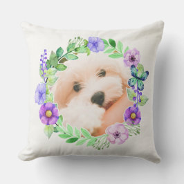 Your 2 Photos in Flower Frames装飾用クッション クッション