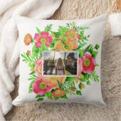 Your 2 Photos in Flower Frames装飾用クッション クッション (ブランケット)