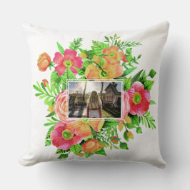 Your 2 Photos in Flower Frames装飾用クッション クッション