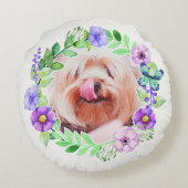 Your 2 Photos in Flower Frames装飾用クッション ラウンドクッション (裏面)