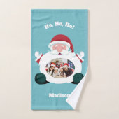 YOUR 3枚の写真と名前カスタム付けサンタタオルセット バスタオルセット (ハンドタオル)