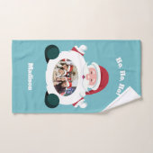 YOUR 3枚の写真と名前カスタム付けサンタタオルセット バスタオルセット (ハンドタオル)